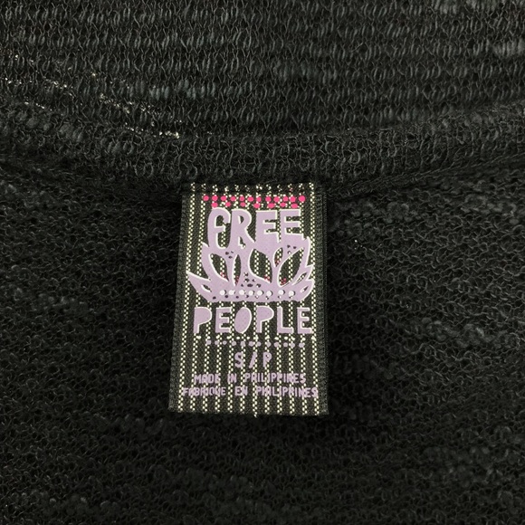 Free People Black Knit Fringe Short Sleeve Top - Picture 5 of 7